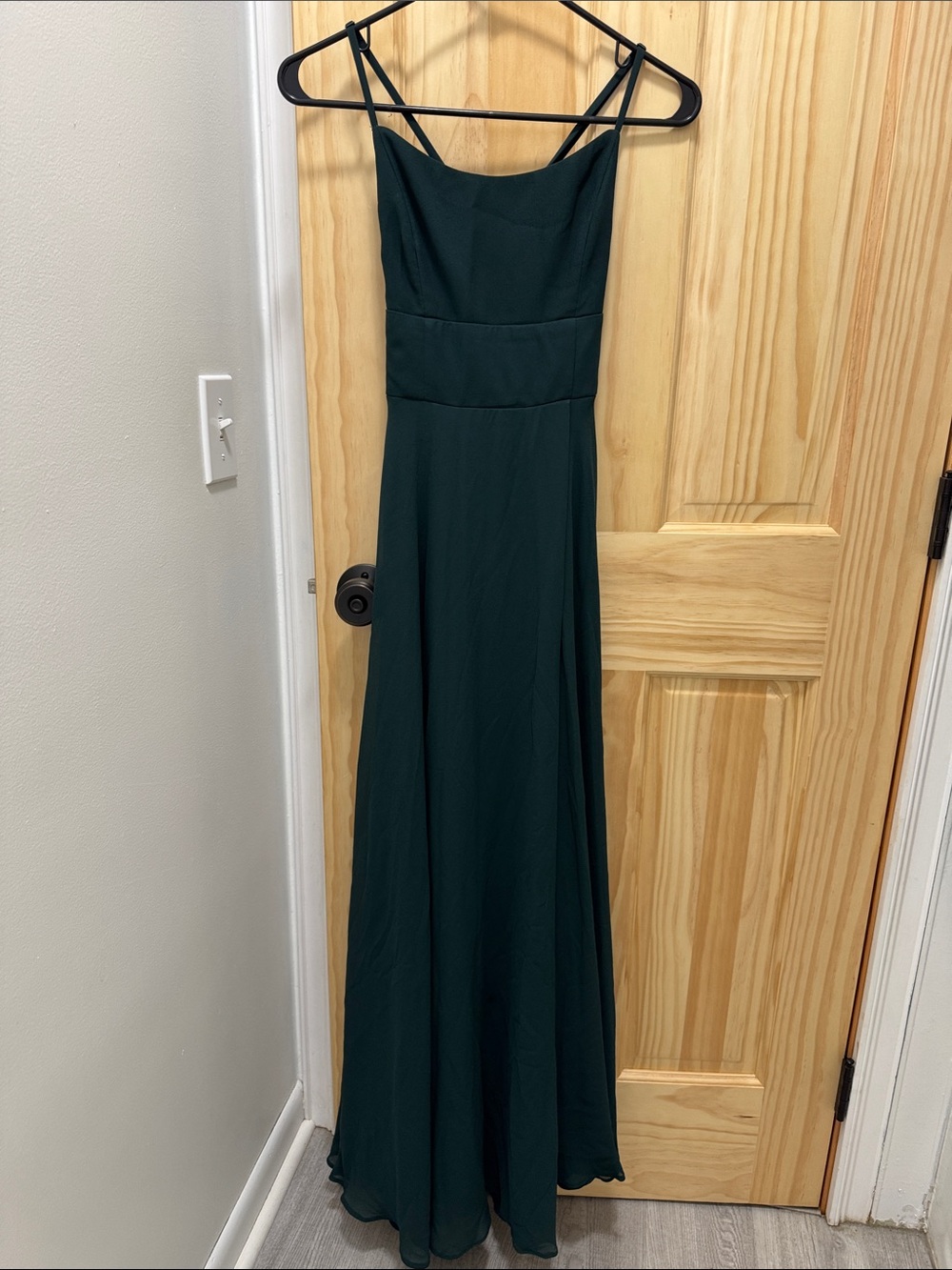 Lulu's Forest Green Double Spaghetti Strap Maxi Dress